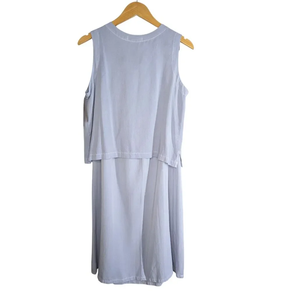 NWT Cut Loose 2 Pc Set Lagenlook Slvless Top Maxi Skirt Sz M Tencel W/ Flaw Blue - Picture 2 of 11